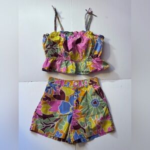 Zara Pink and Green Floral Set in Size 13-14 in EUC